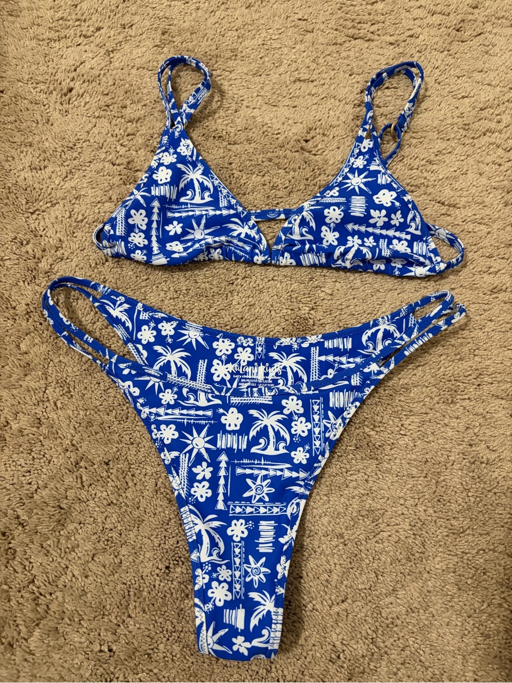 Kulani Kinis Blue Tropical Triangle Bikini Set